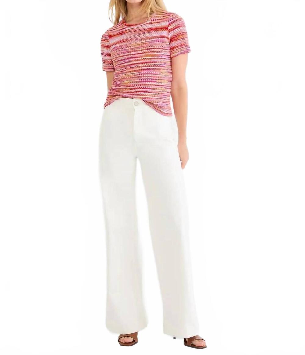NEW NIC + ZOE spacedye tuck stitch top in red multi